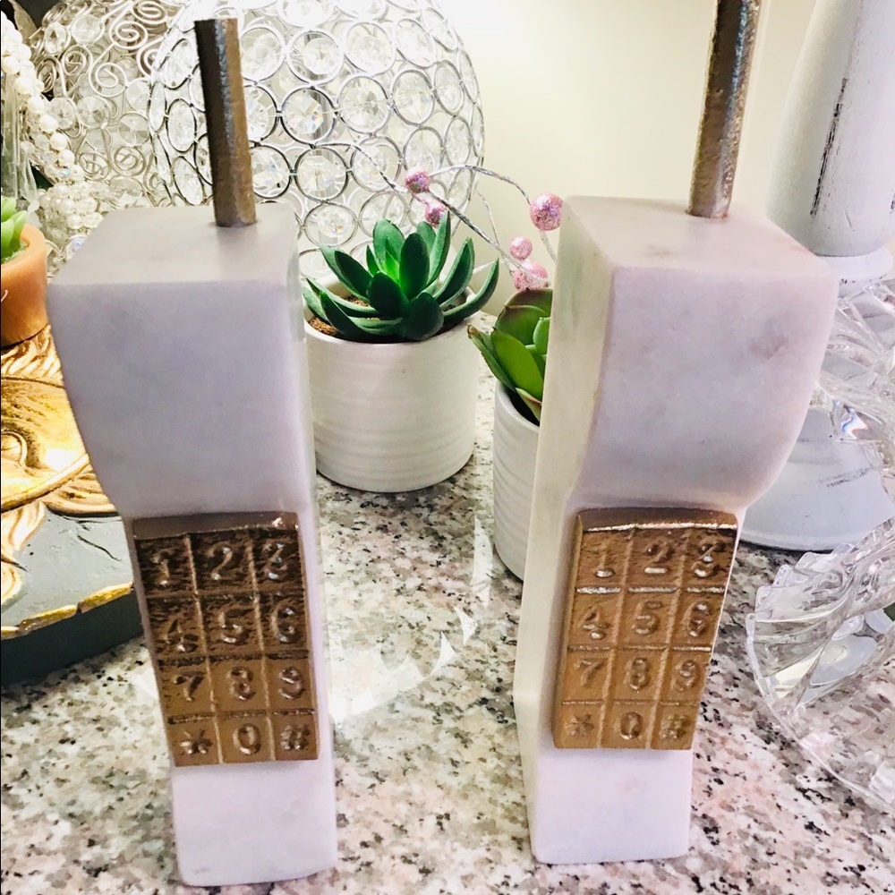 Marble Phone Book Ends Desk Shelf Decor
